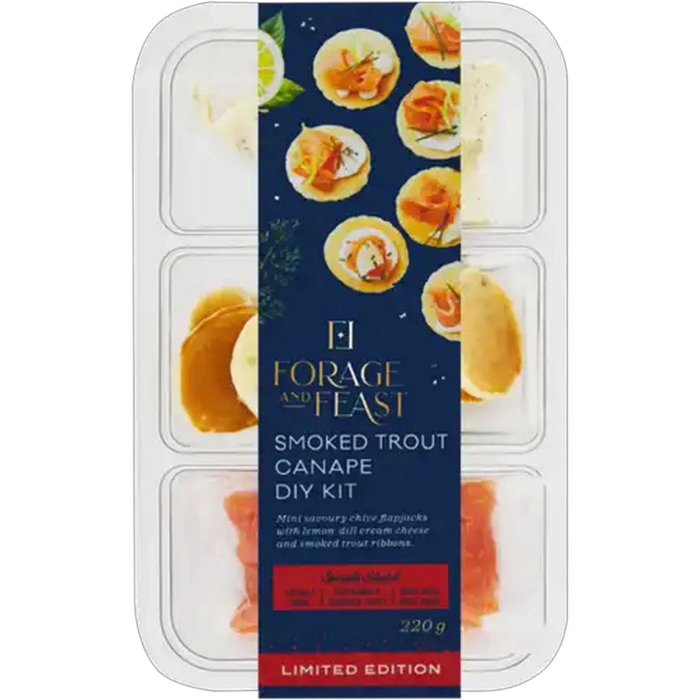Image of Forage And Feast Limited Edition Smoked Trout Canape DIY Kit 220g