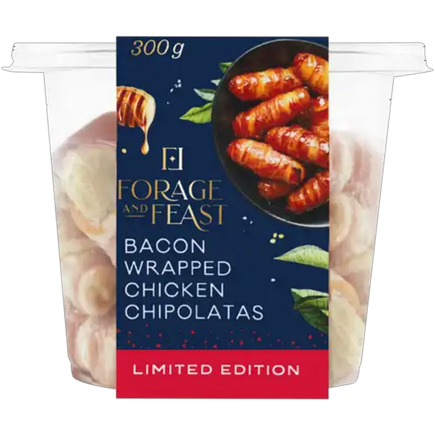 Image of Forage And Feast Limited Edition Bacon Wrapped Chicken Chipolatas 300g