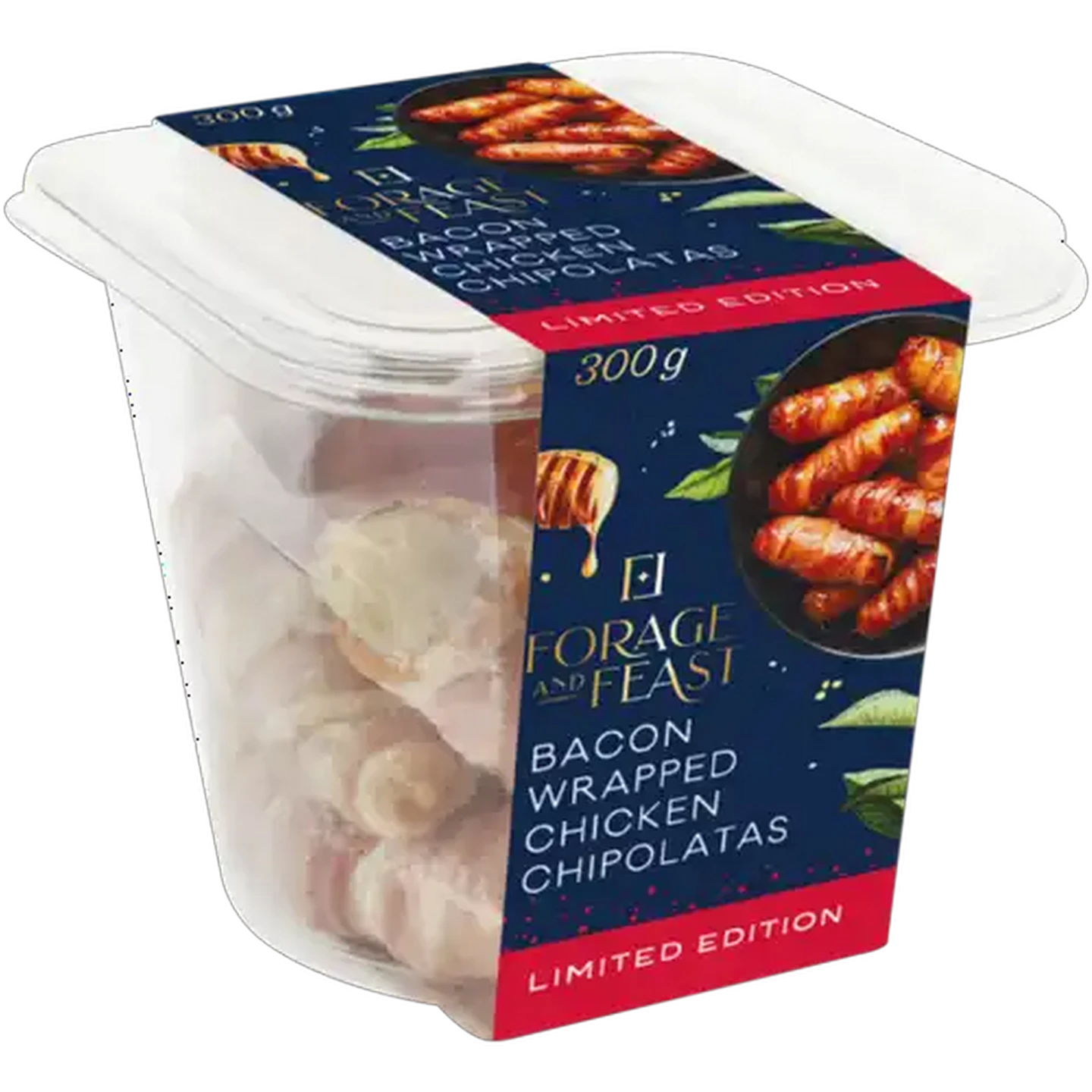 Image of Forage And Feast Limited Edition Bacon Wrapped Chicken Chipolatas 300g