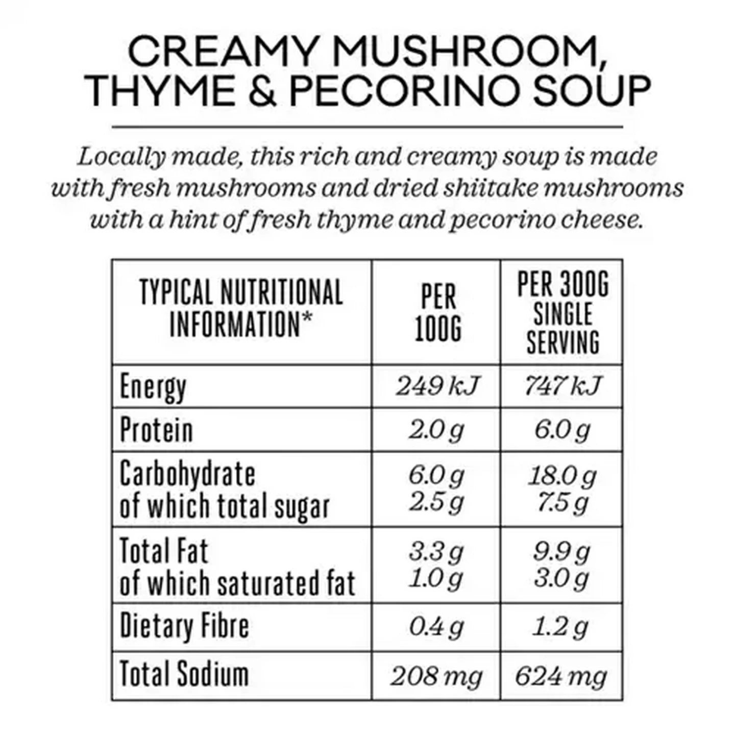 Image of Forage And Feast Creamy Mushroom, Thyme & Pecorino Soup 600g