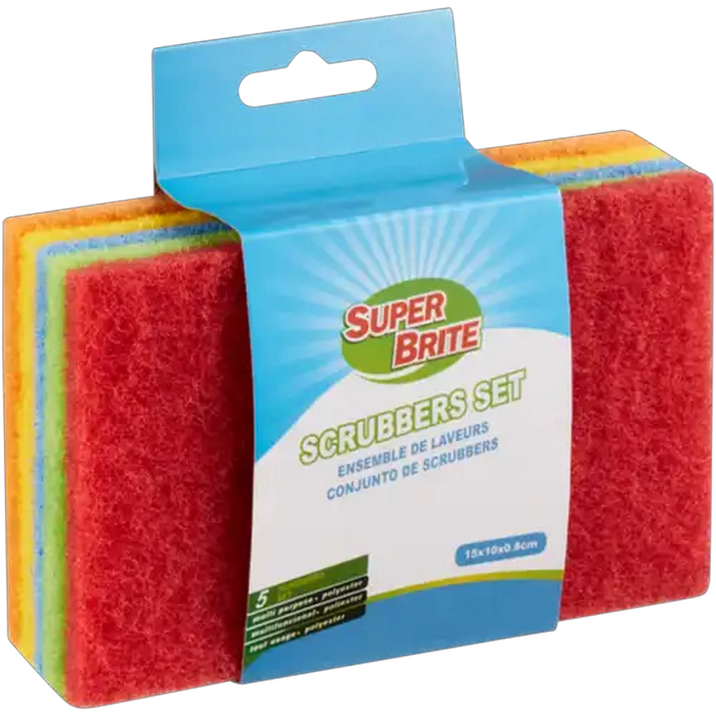 Image of Super Brite Multicoloured Scrubber Pad Set 5-Pack
