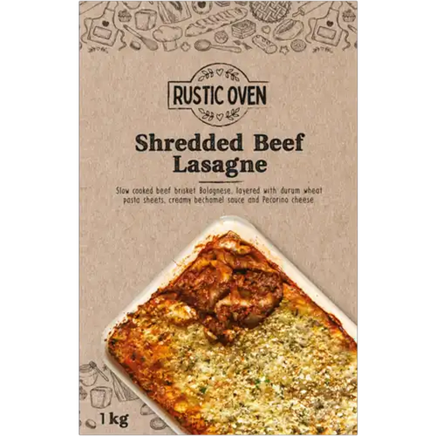 Image of Rustic Oven Frozen Shredded Beef Lasagne 1kg