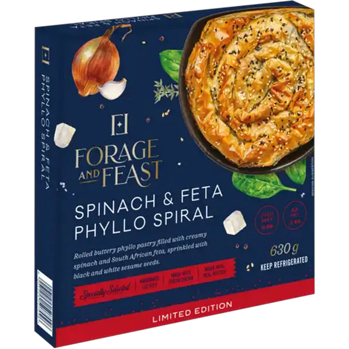 Image of Forage And Feast Limited Edition Frozen Spinach & Feta Phyllo Spiral 630g