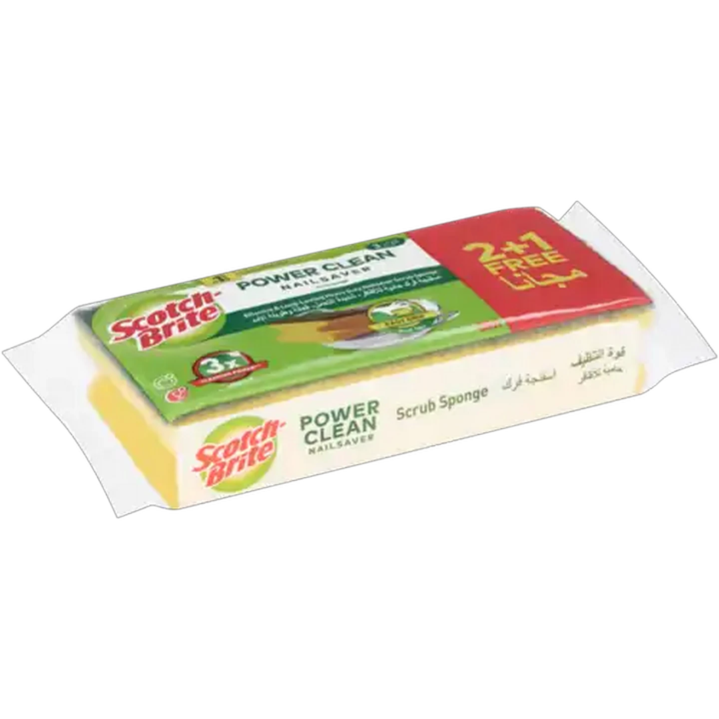 Image of Scotch-Brite Power Clean Nail Saver Scrub Sponge 3 Pack