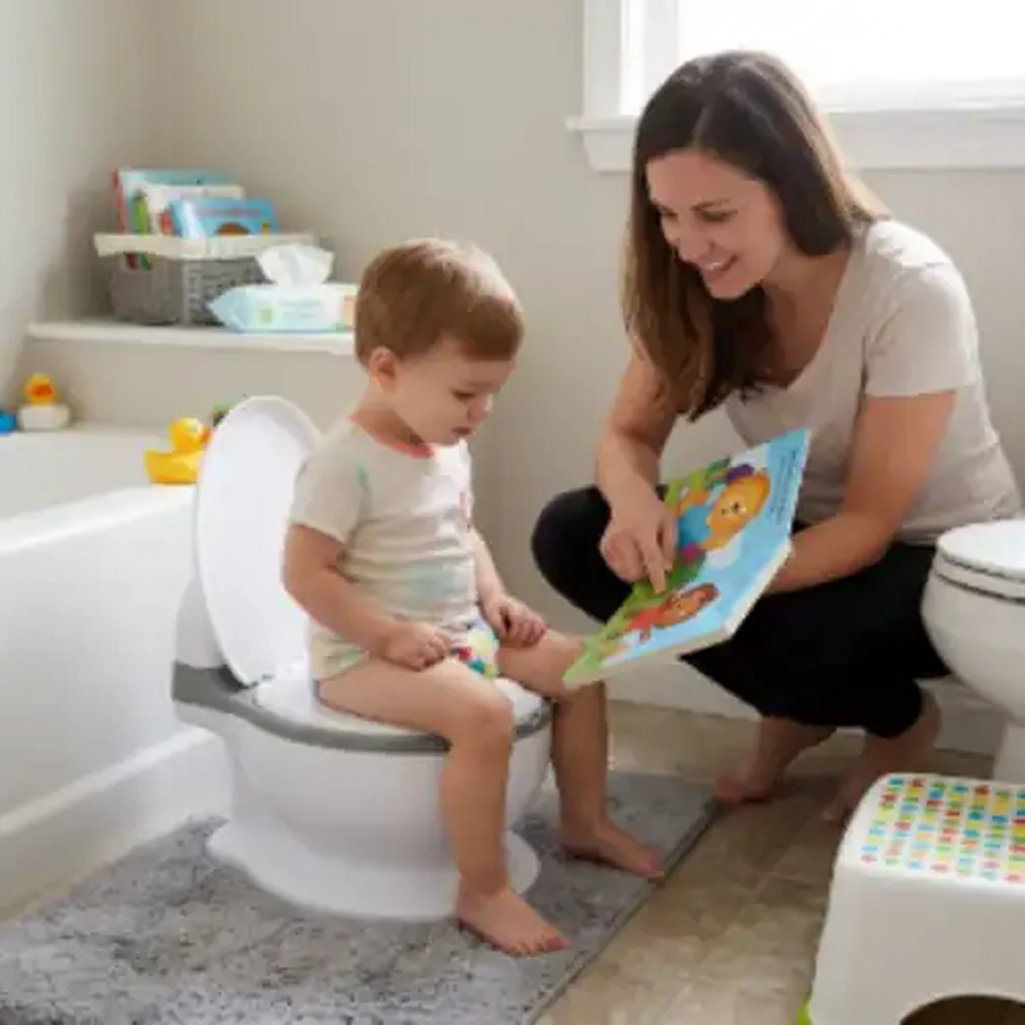 Image of Jolly Tots White & Grey Potty with Flushing Sounds 18 Months +