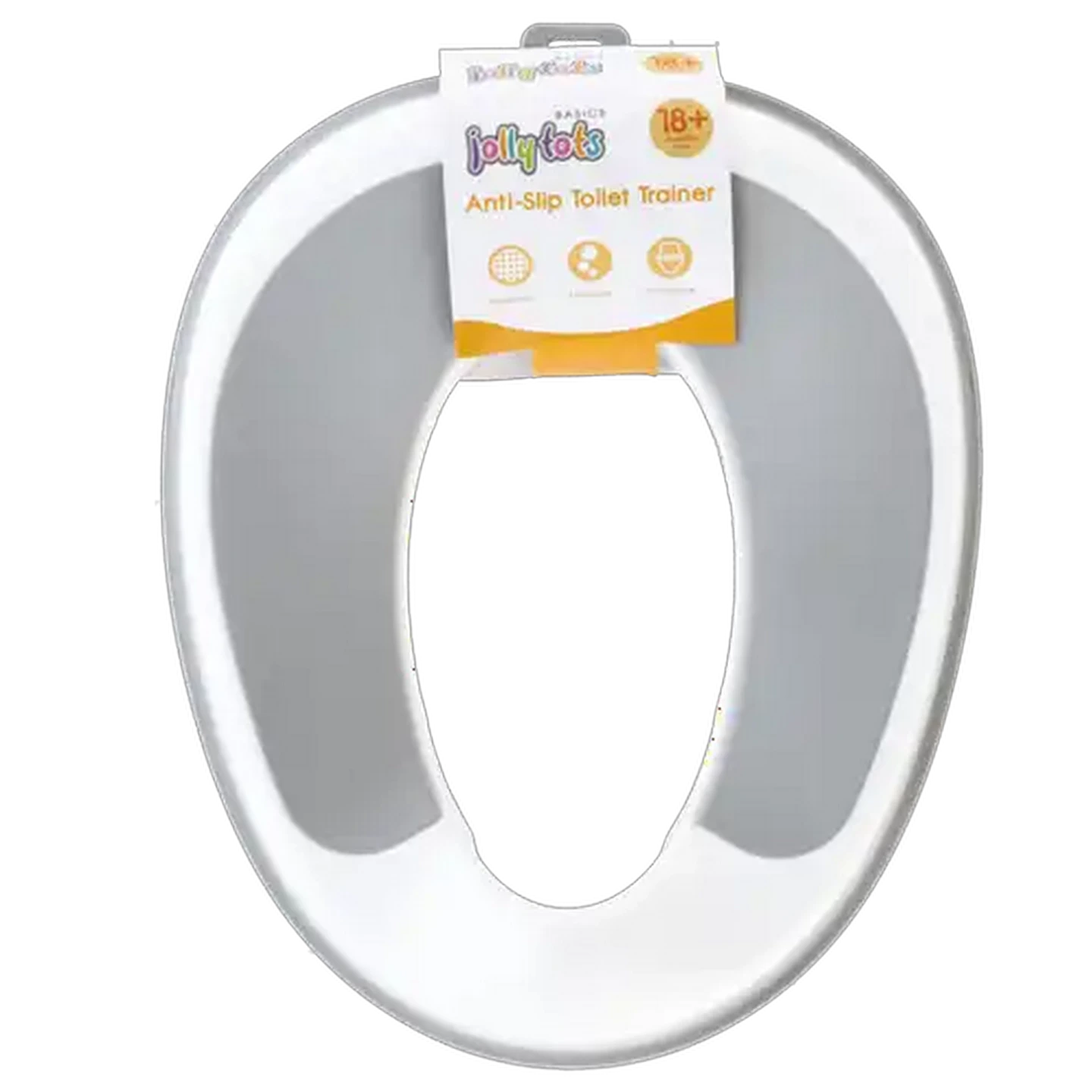 Image of Jolly Tots White & Grey Anti Slip Toilet Trainer 18 Months +