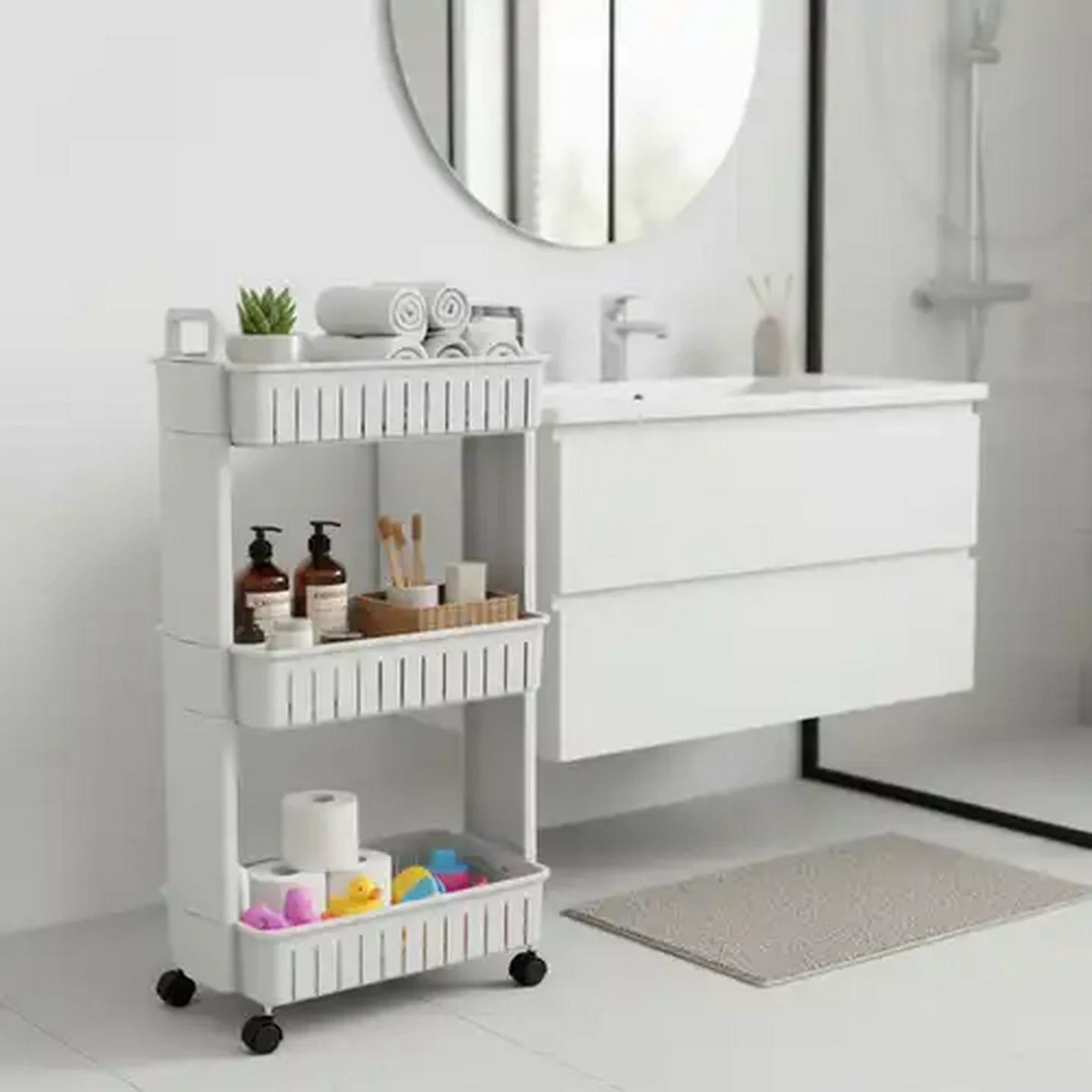 Image of Jolly Tots Grey 3-Tier Bedside Cart 0 Months +