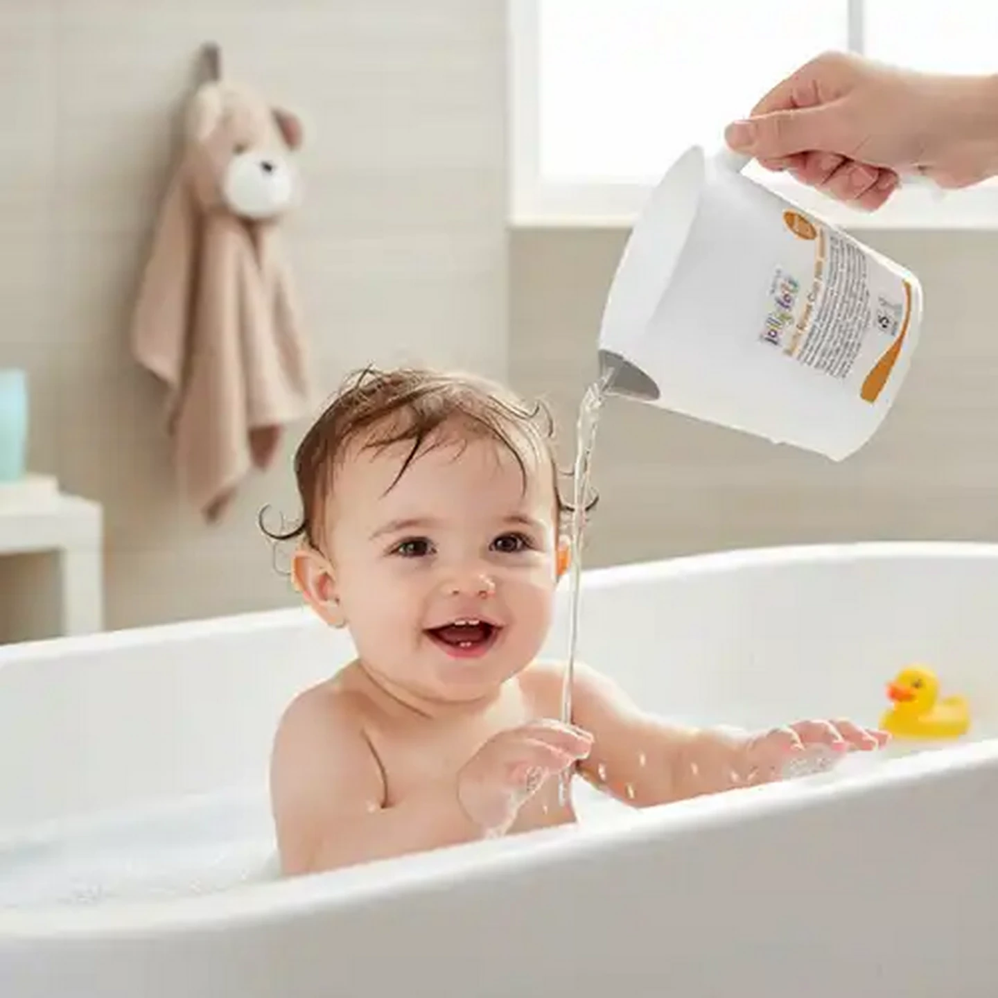 Image of Jolly Tots White & Grey Bath Rinse Cup 0 Months +