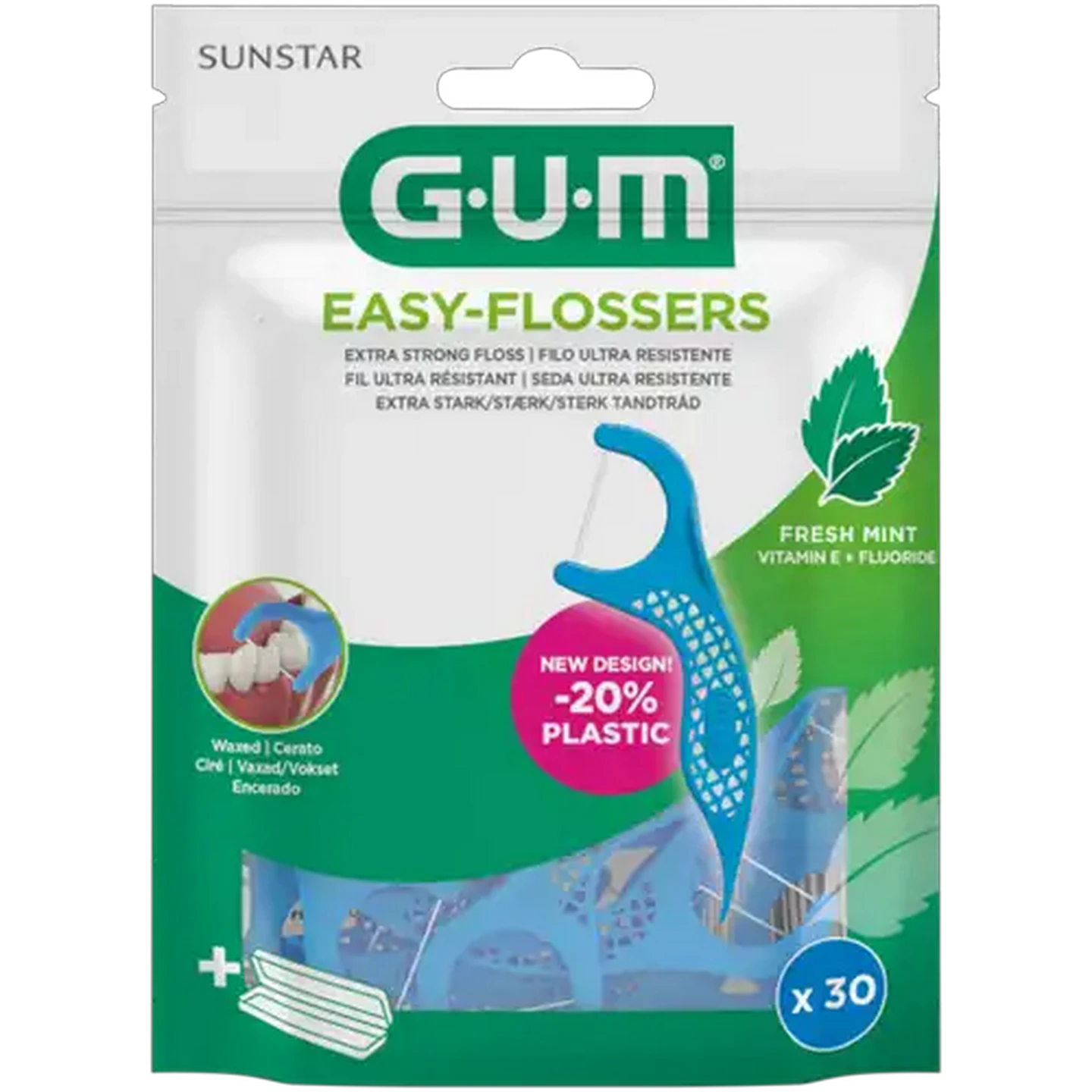 Image of G.U.M Blue Fresh Mint Easy-Flossers 30 Pack