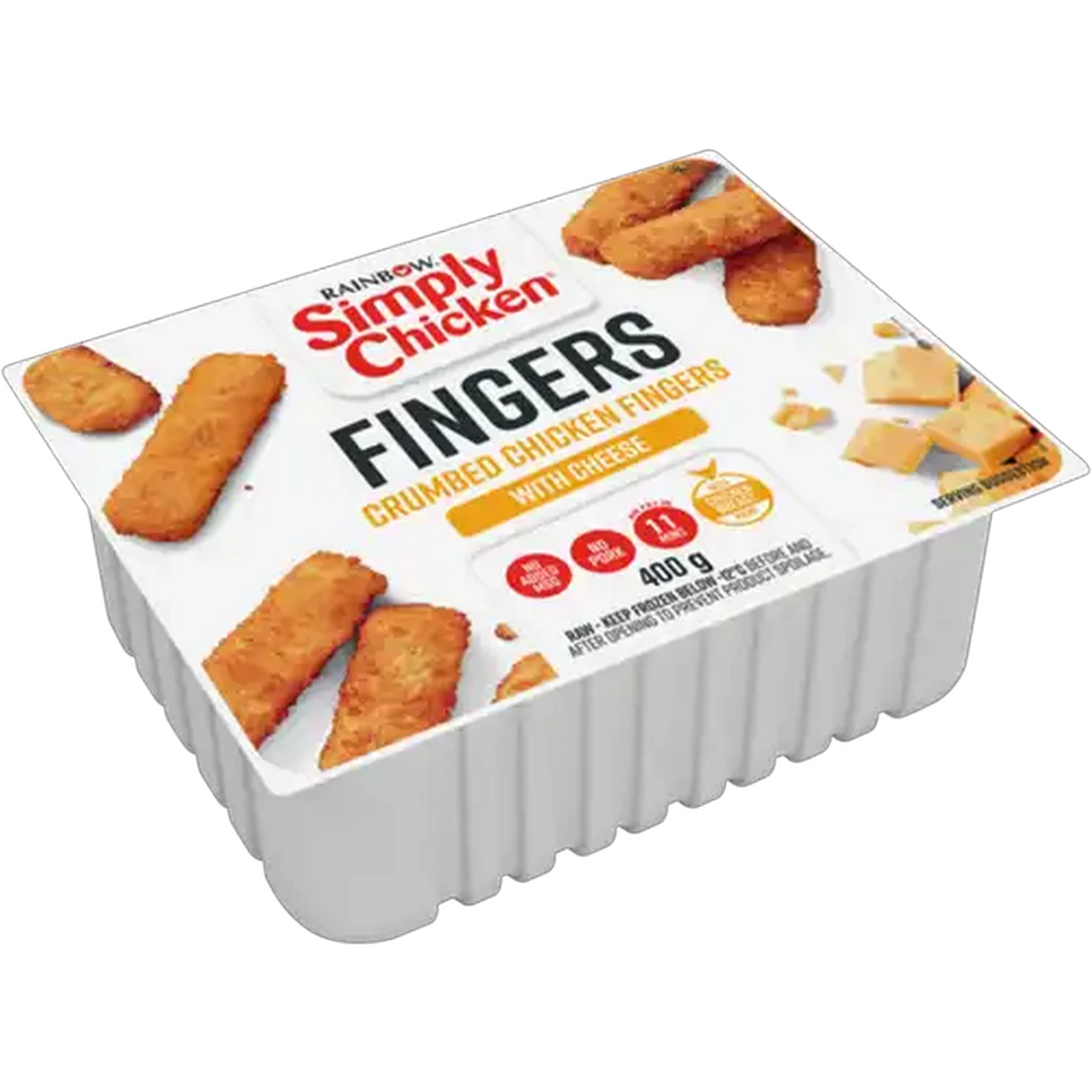Image of RAINBOW Simply Chicken Frozen Crumbed Chicken Fingers with Cheese 400g