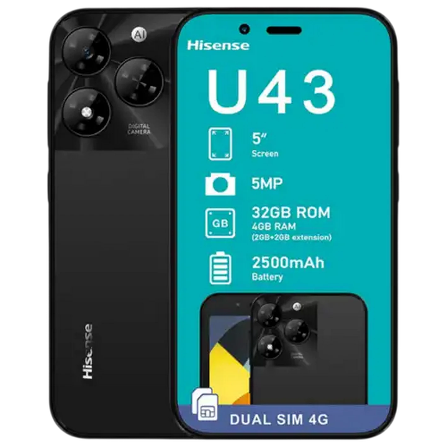 Image of Hisense Black U43 Mobile Handset (Network Locked)