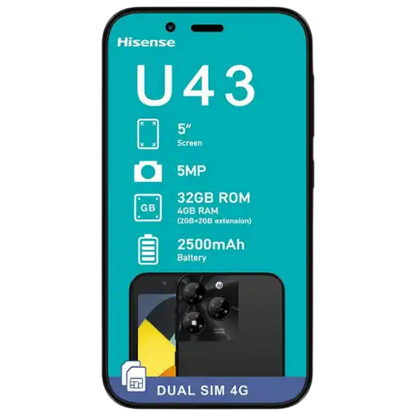 Image of Hisense Black U43 Mobile Handset (Network Locked)