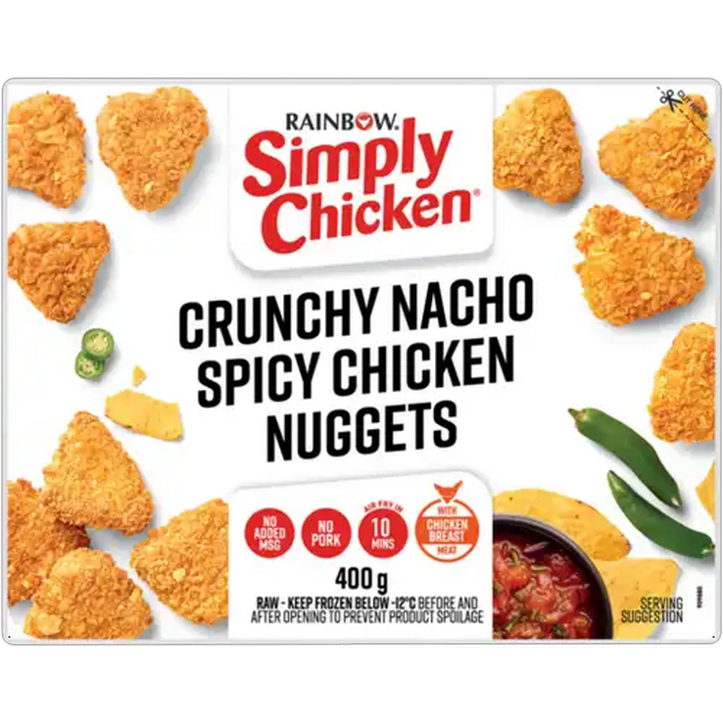 Image of RAINBOW Simply Chicken Frozen Crunchy Nacho Spicy Chicken Nuggets 400g