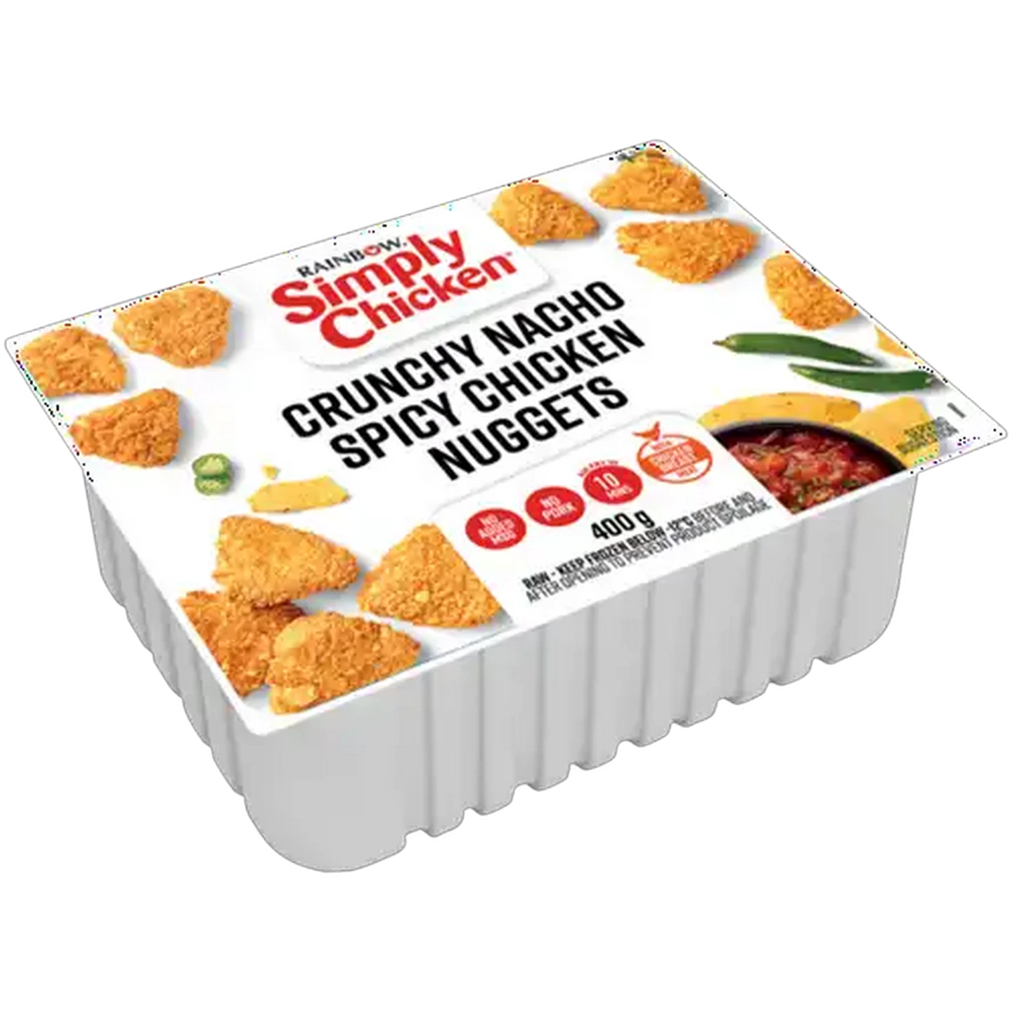 Image of RAINBOW Simply Chicken Frozen Crunchy Nacho Spicy Chicken Nuggets 400g
