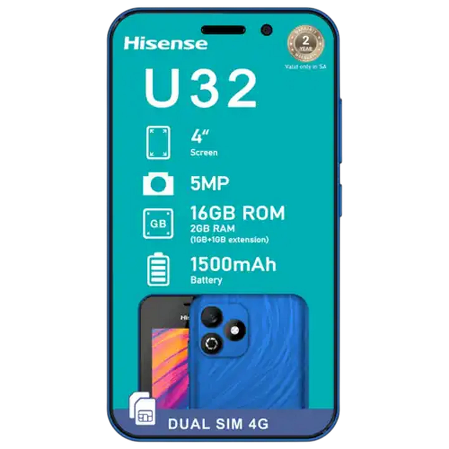 Image of Hisense U32 Blue Mobile Handset (Network Locked)