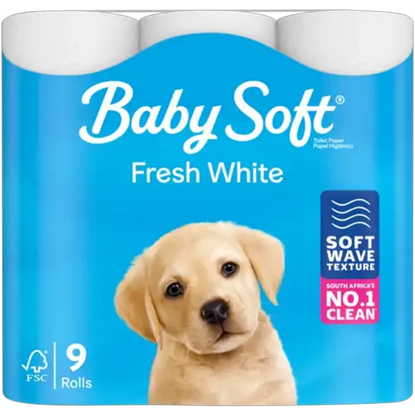 Baby Soft Fresh White 2 Ply Toilet Tissue Roll 9 Pack