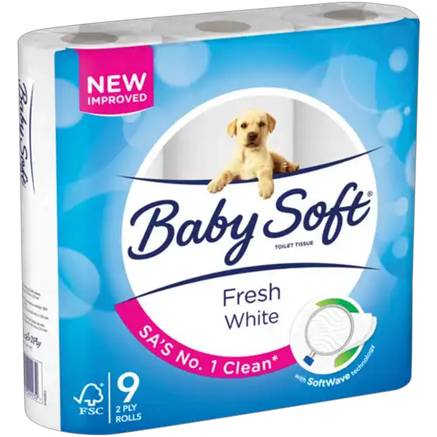 Image of Baby Soft Fresh White 2 Ply Toilet Tissue Roll 9 Pack