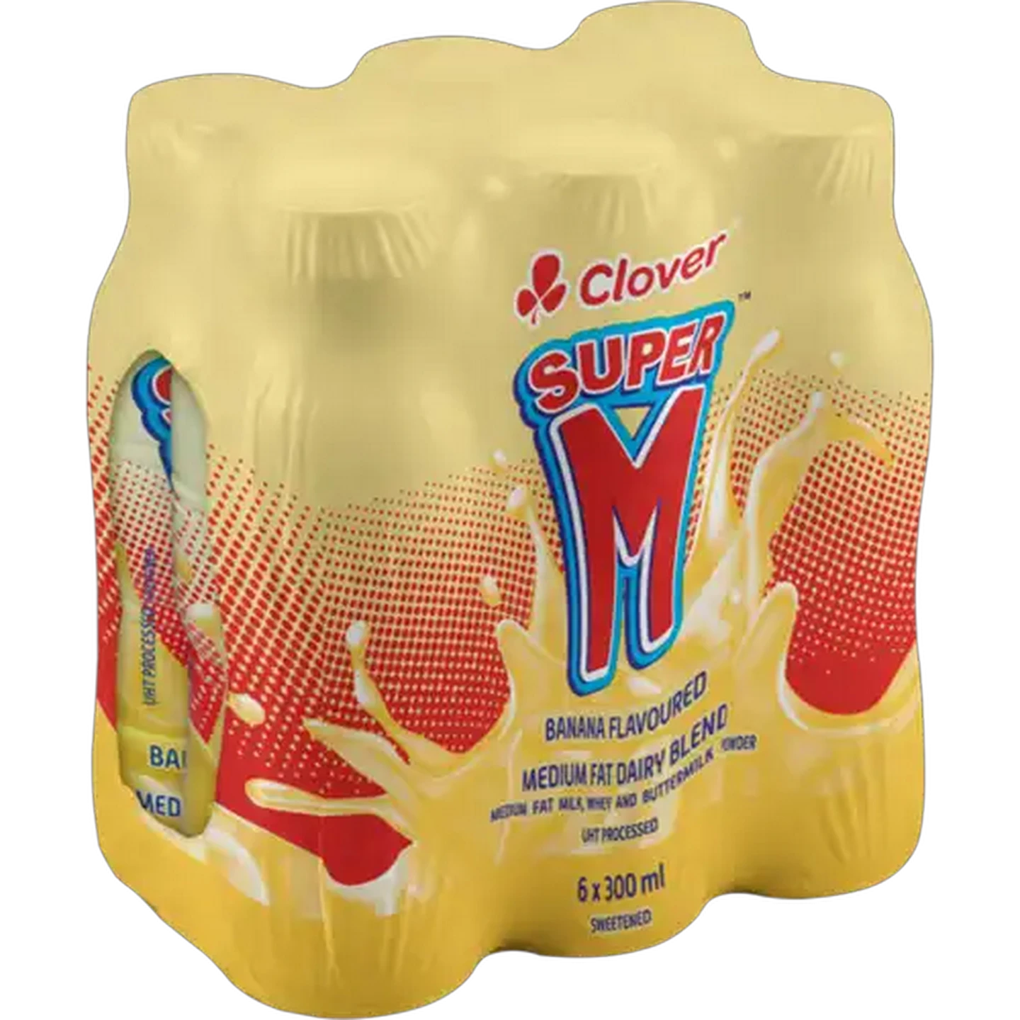 Image of Clover Super M Banana Flavoured Medium Fat Dairy Blend 6 x 300ml