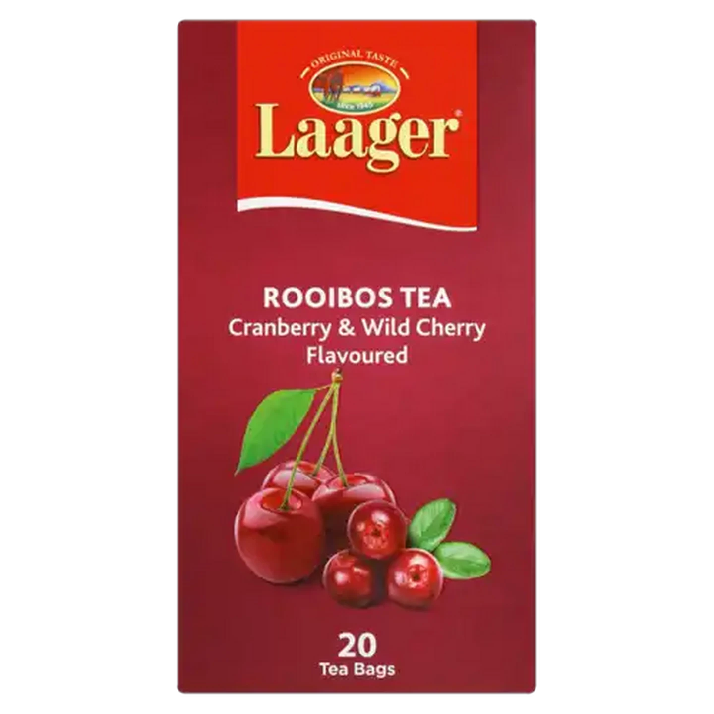 Image of Laager Cranberry & Wild Cherry Flavoured Rooibos Tea Bags 20 Pack