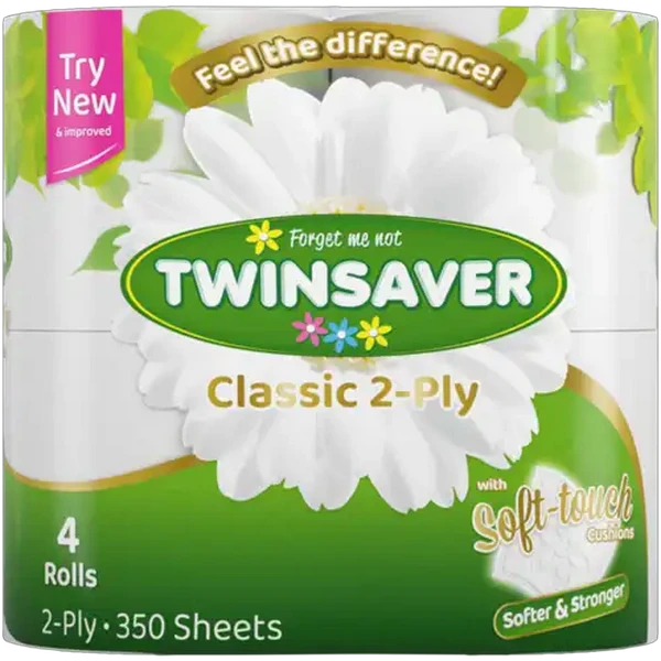 Twinsaver Classic 2-Ply Toilet Tissue Roll 4 Pack