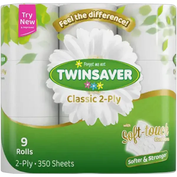 Twinsaver Classic 2-Ply Toilet Tissue Rolls 9 Pack
