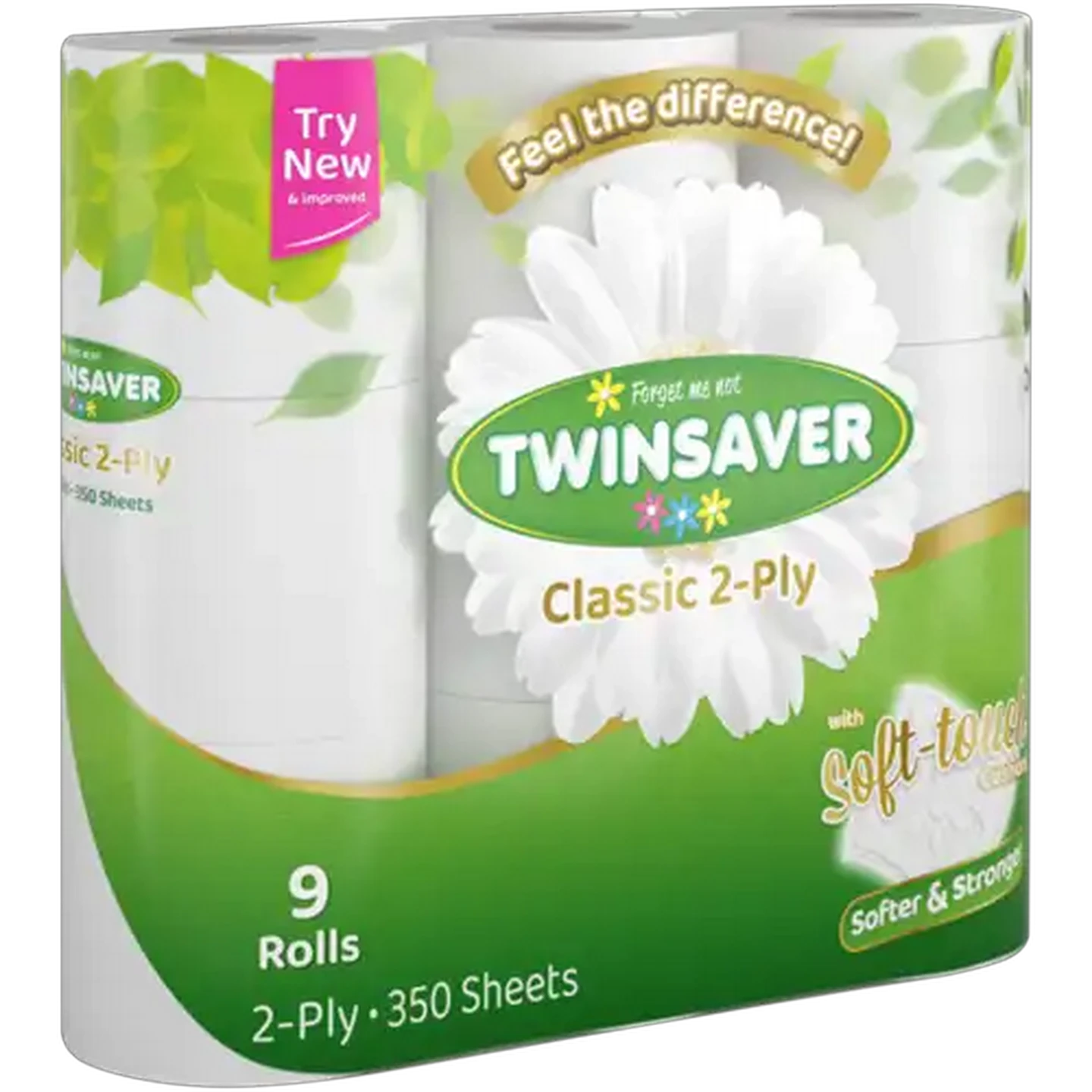 Image of Twinsaver Classic 2-Ply Toilet Tissue Rolls 9 Pack