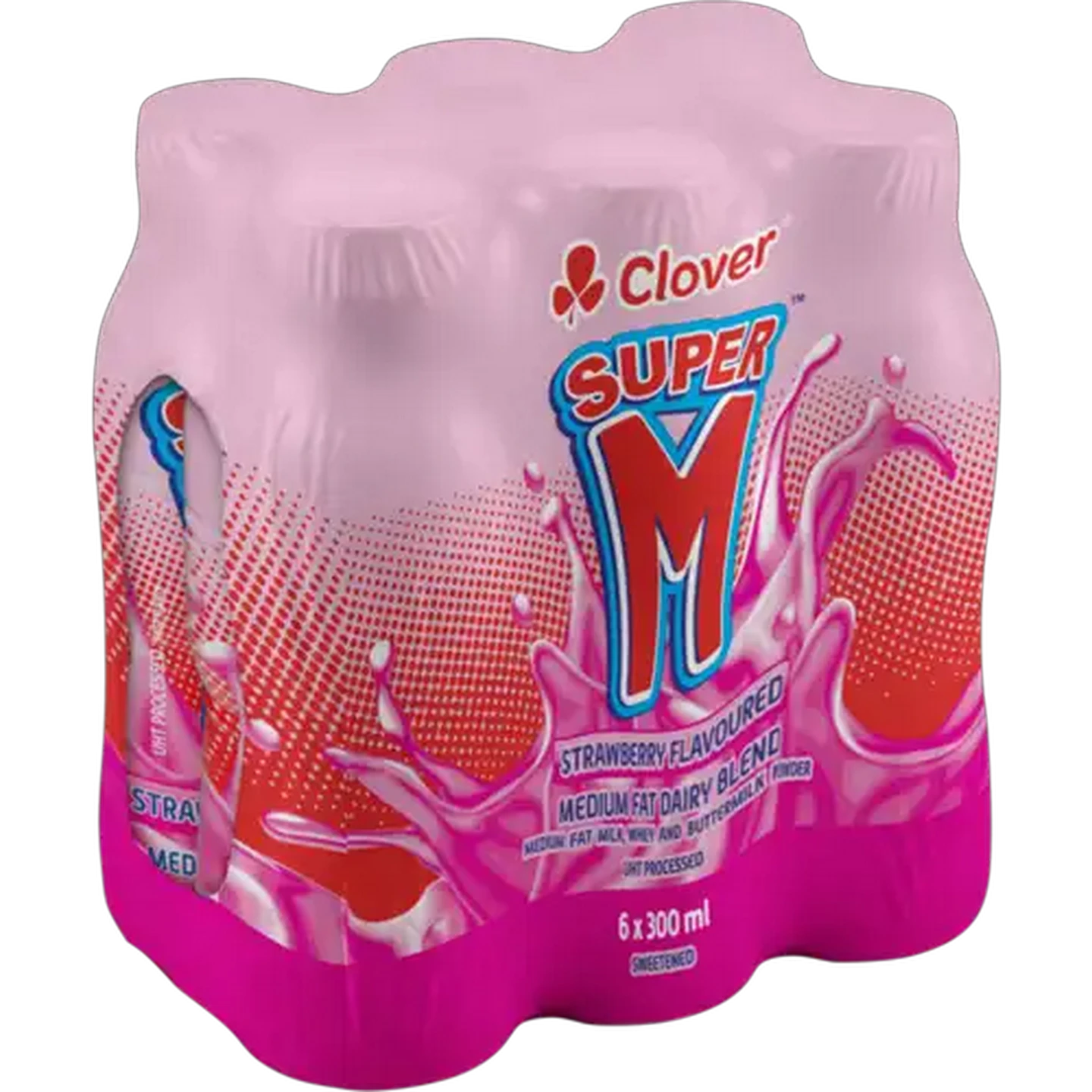 Image of Clover Super M Strawberry Flavoured Medium Fat Dairy Blend 6 x 300ml