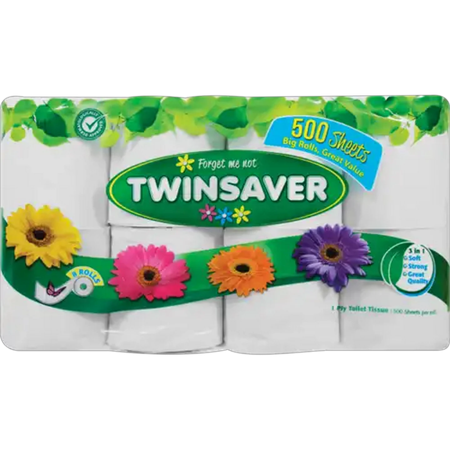 Image of Twinsaver 1 Ply Toilet Rolls 8 Pack
