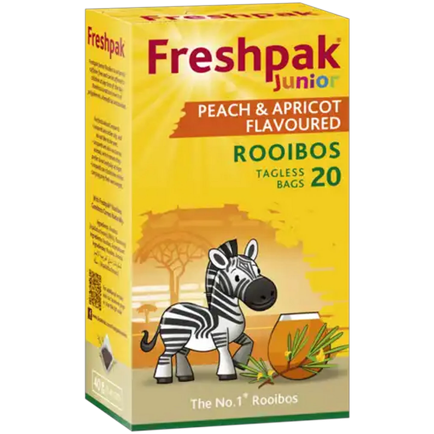 Image of Freshpak Junior Peach & Apricot Flavoured Rooibos Tagless Tea Bags 20 Pack
