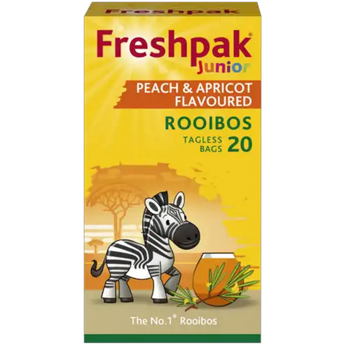Image of Freshpak Junior Peach & Apricot Flavoured Rooibos Tagless Tea Bags 20 Pack