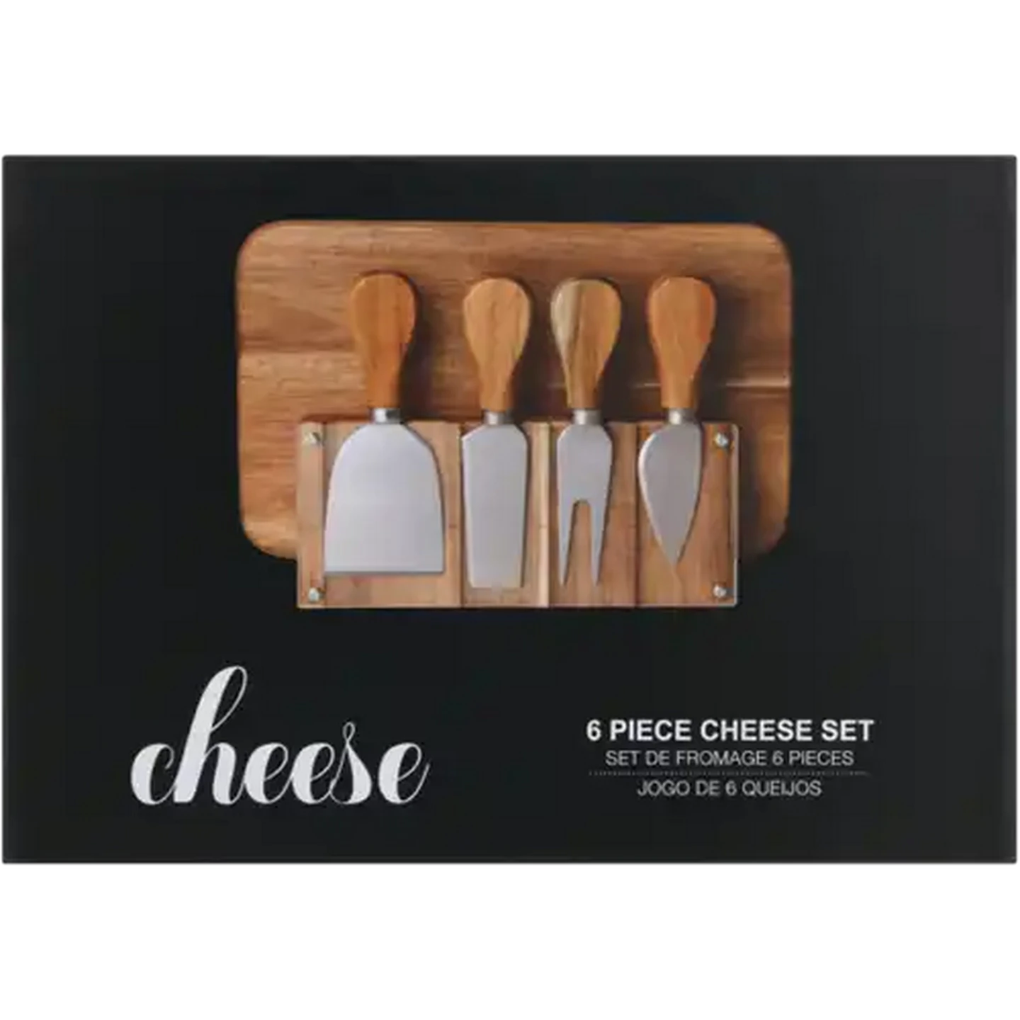 Image of Cheese Knife & Wooden Board Set 6 Piece