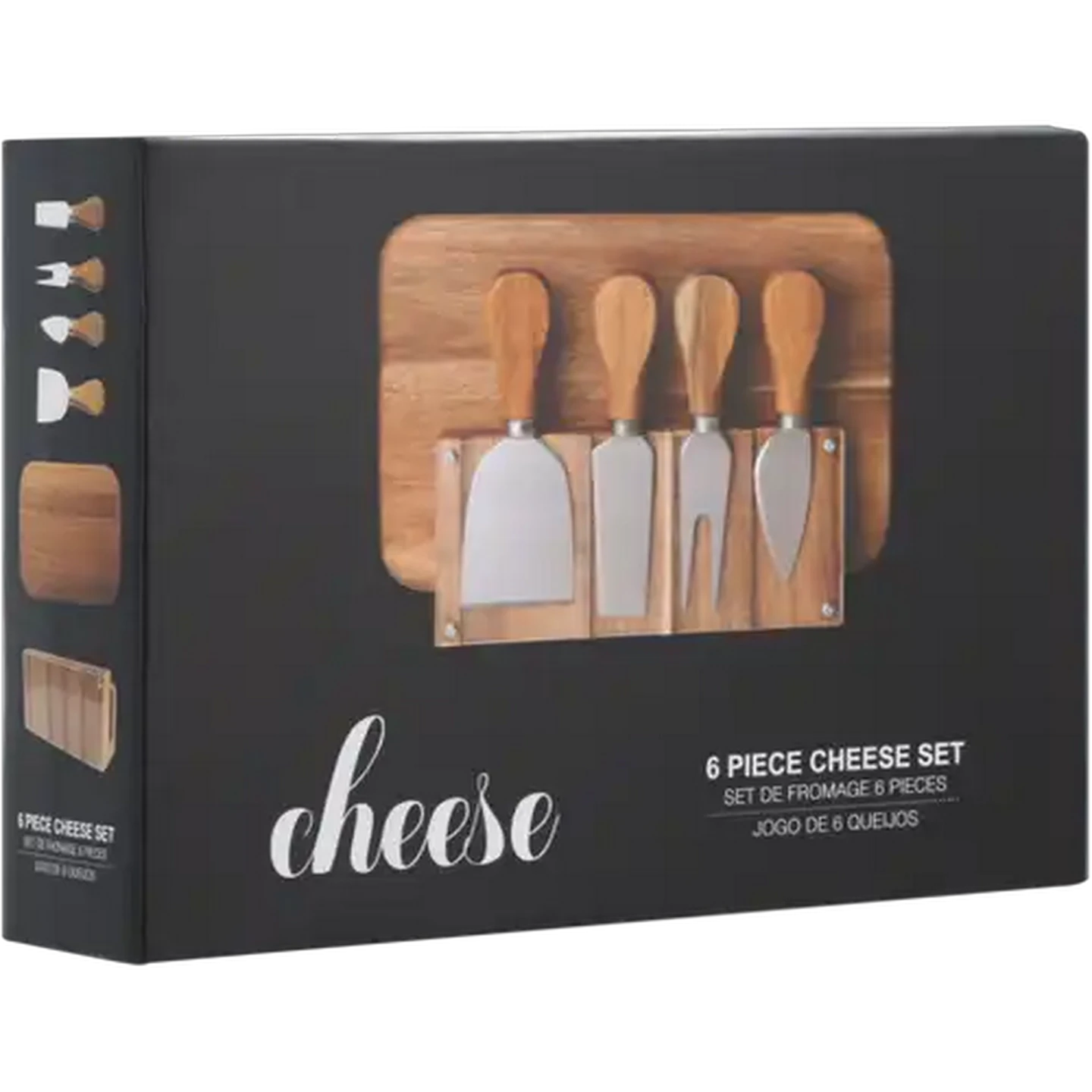 Image of Cheese Knife & Wooden Board Set 6 Piece