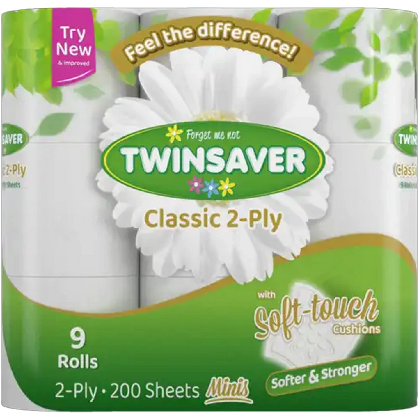 Image of Twinsaver Classic 2-Ply Mini Toilet Tissue Roll 9 Pack