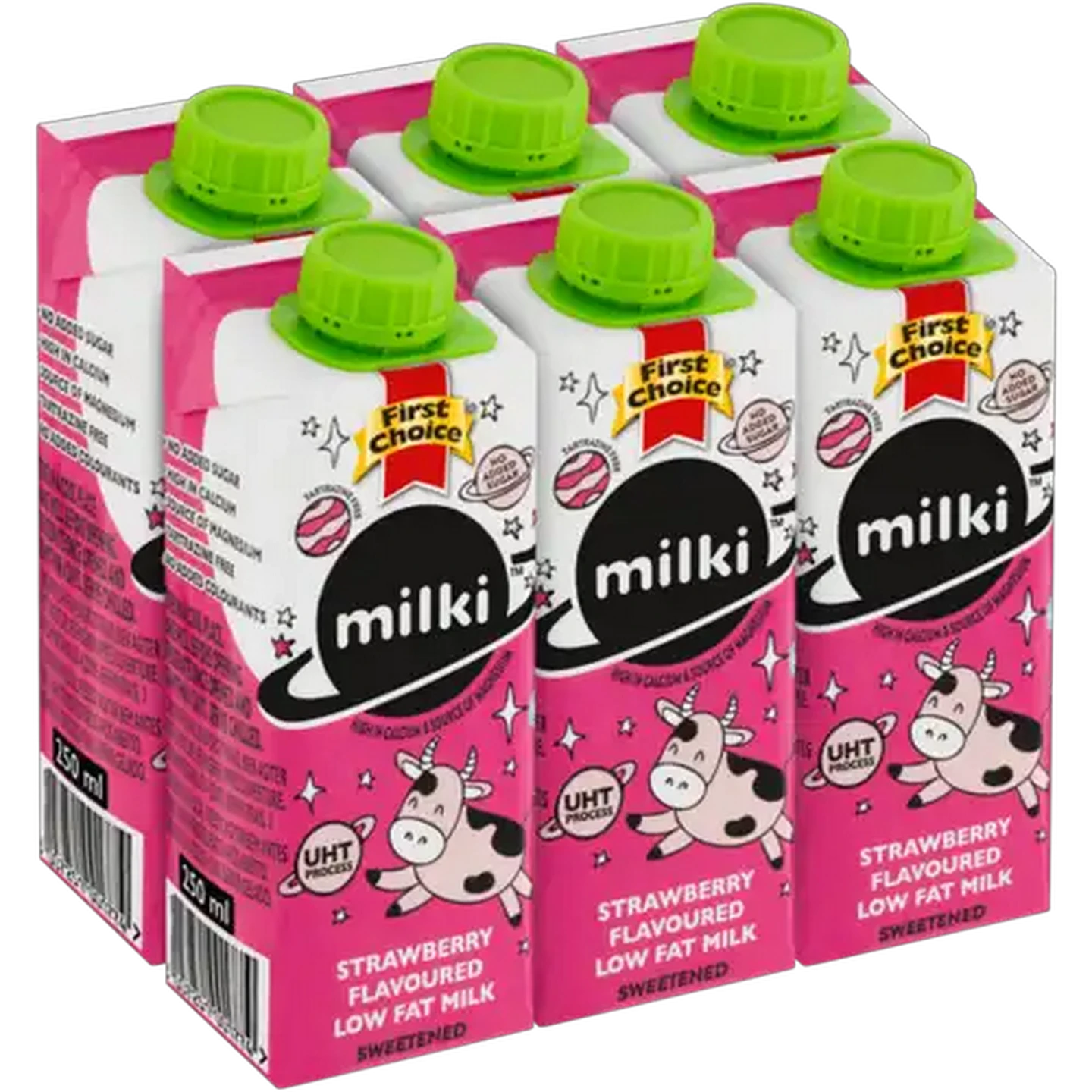 Image of First Choice Milki Strawberry Flavoured Low Fat Milk 6 x 250ml