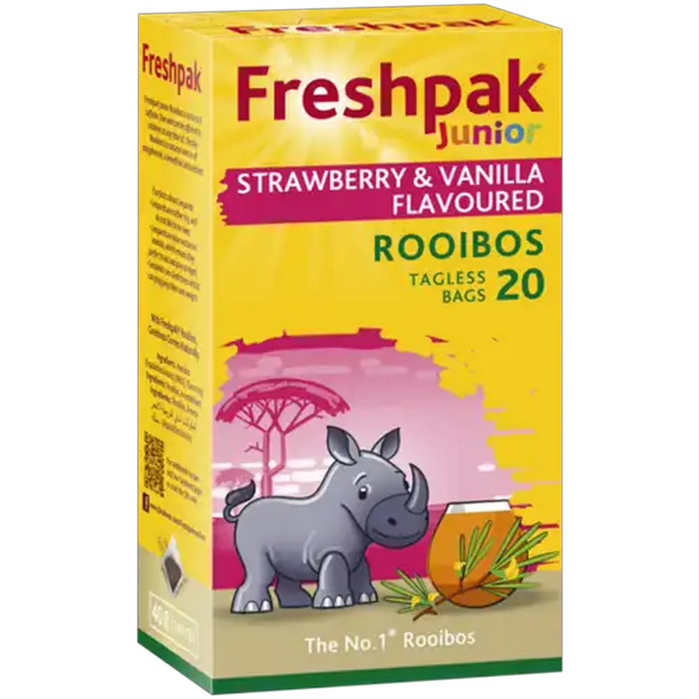Image of Freshpak Junior Strawberry & Vanilla Flavoured Rooibos Tagless Tea Bags 20 Pack
