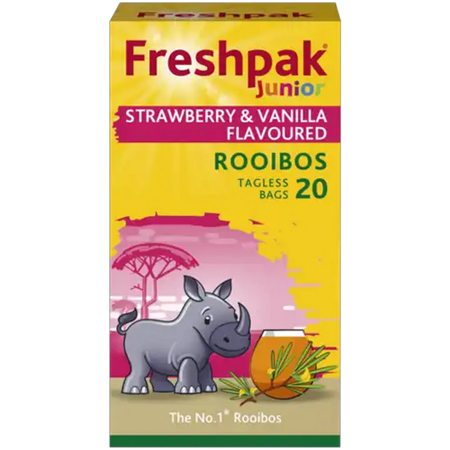 Image of Freshpak Junior Strawberry & Vanilla Flavoured Rooibos Tagless Tea Bags 20 Pack