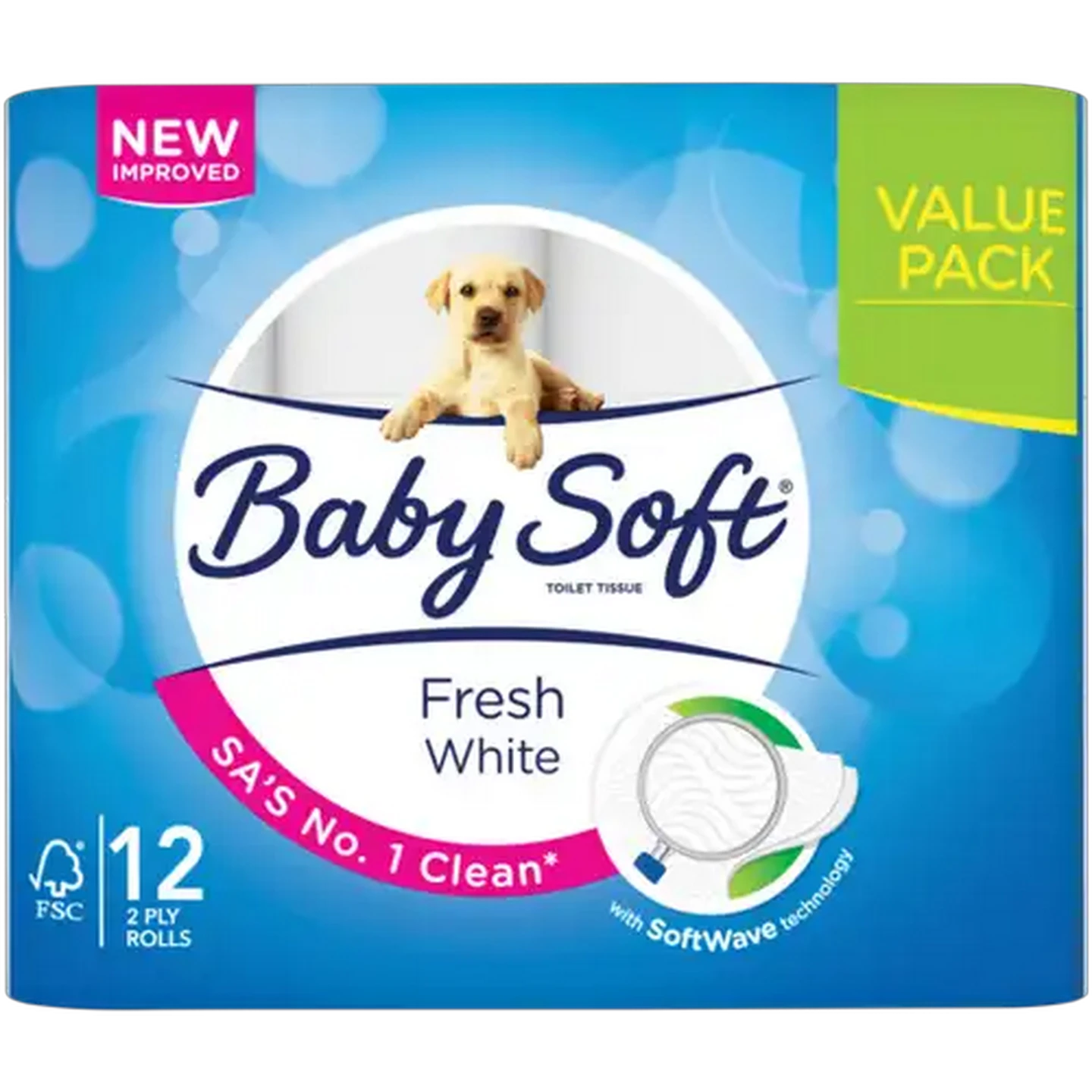 Image of Baby Soft Fresh White 2 Ply Value Pack Toilet Rolls 12 Pack