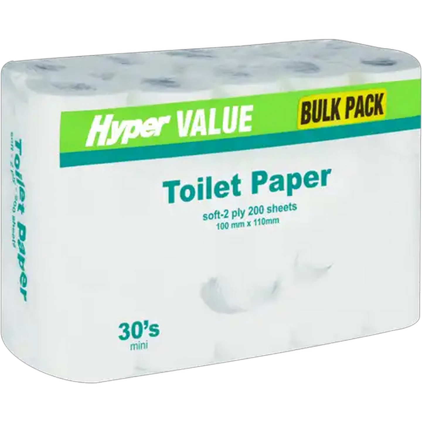 Image of Hyper Value 2 Ply Soft Mini Toilet Paper 30 Pack