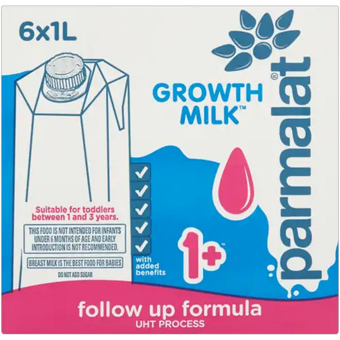 Image of Parmalat Medium Fat Growth Milk 1+ Pack 6 x 1L