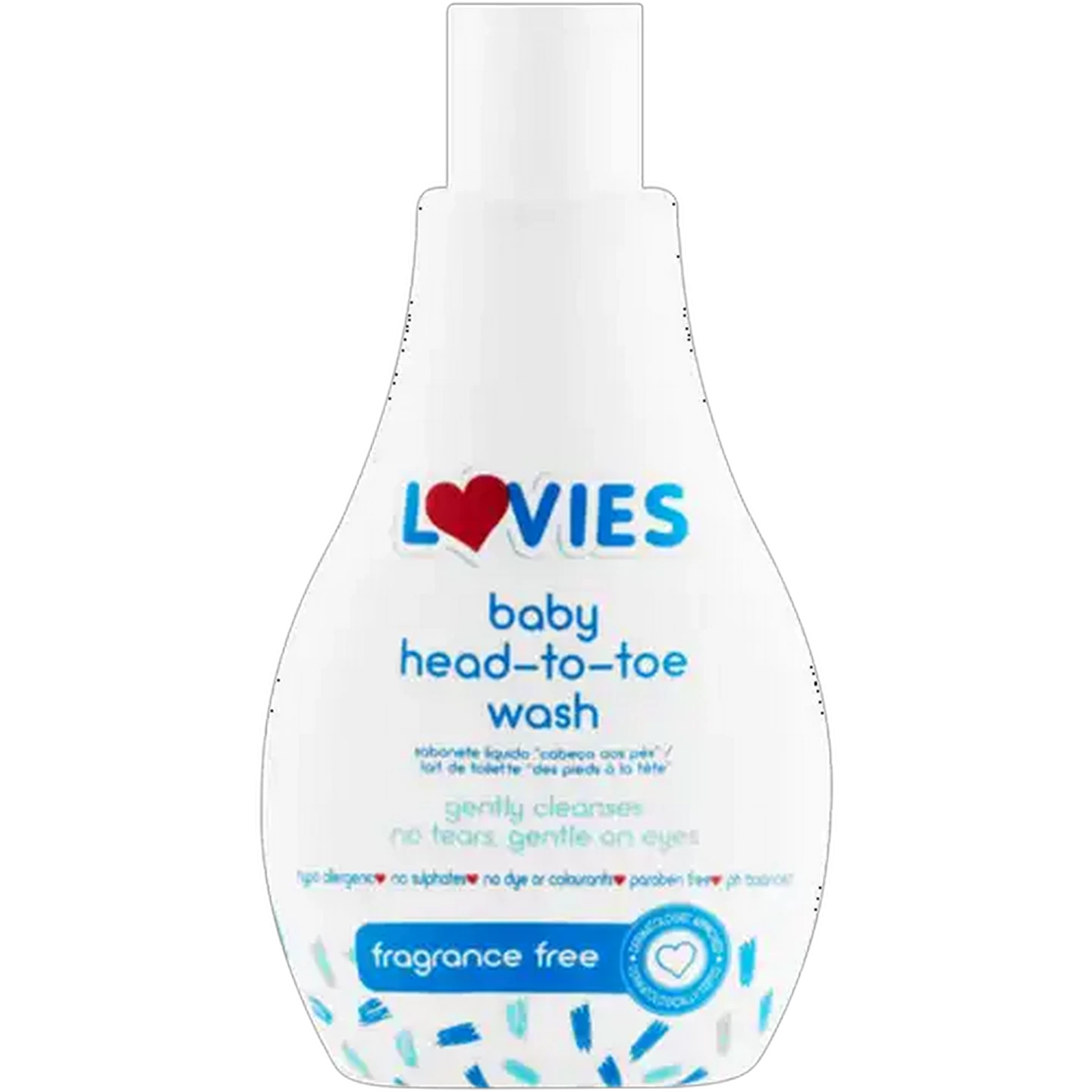 Image of Lovies Fragrance-Free Head-To-Toe Baby Wash Bottle 300ml