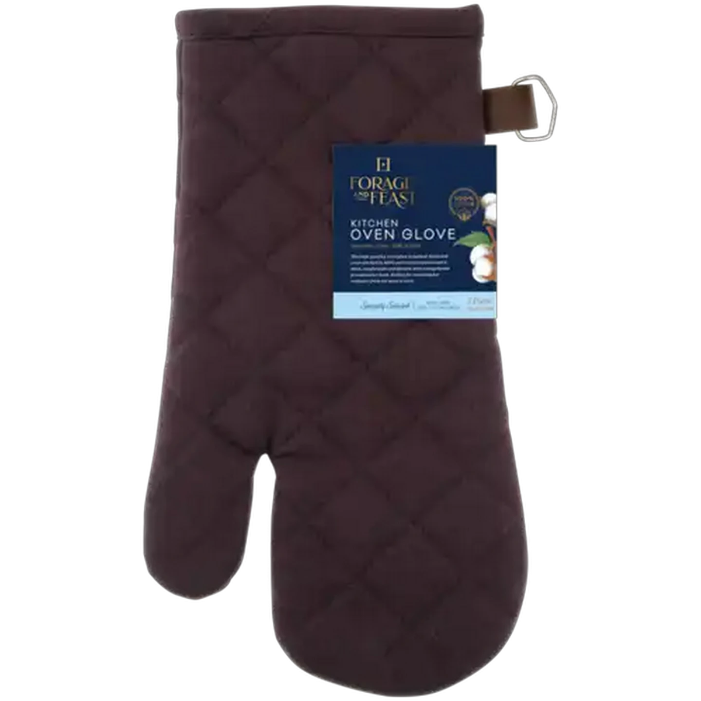 Image of Forage And Feast Brown Kitchen Oven Glove 16 x 32cm