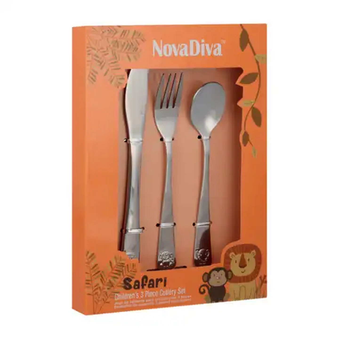 Image of NovaDiva Woodland Stainless Steel Children's Cutlery Set 3-Piece (Design May Vary)