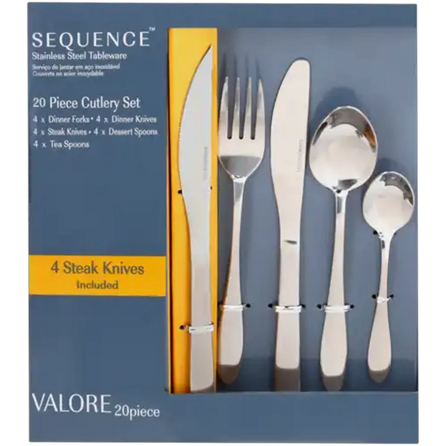 Image of Sequence Valore Stainless Steel Cutlery Set 20-Piece