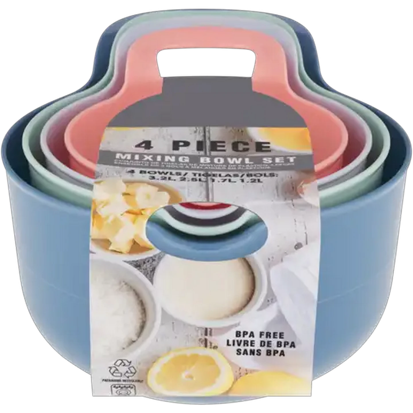 Image of Multicoloured Mixing Bowl Set 4 Piece
