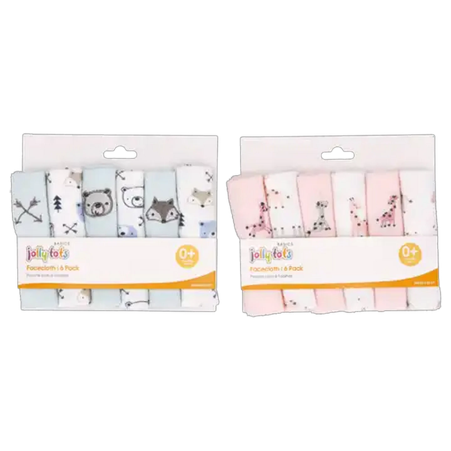 Image of Jolly Tots Knitted Face Cloth 0 Months + 22 x 22cm 6-Pack (Design May Vary)