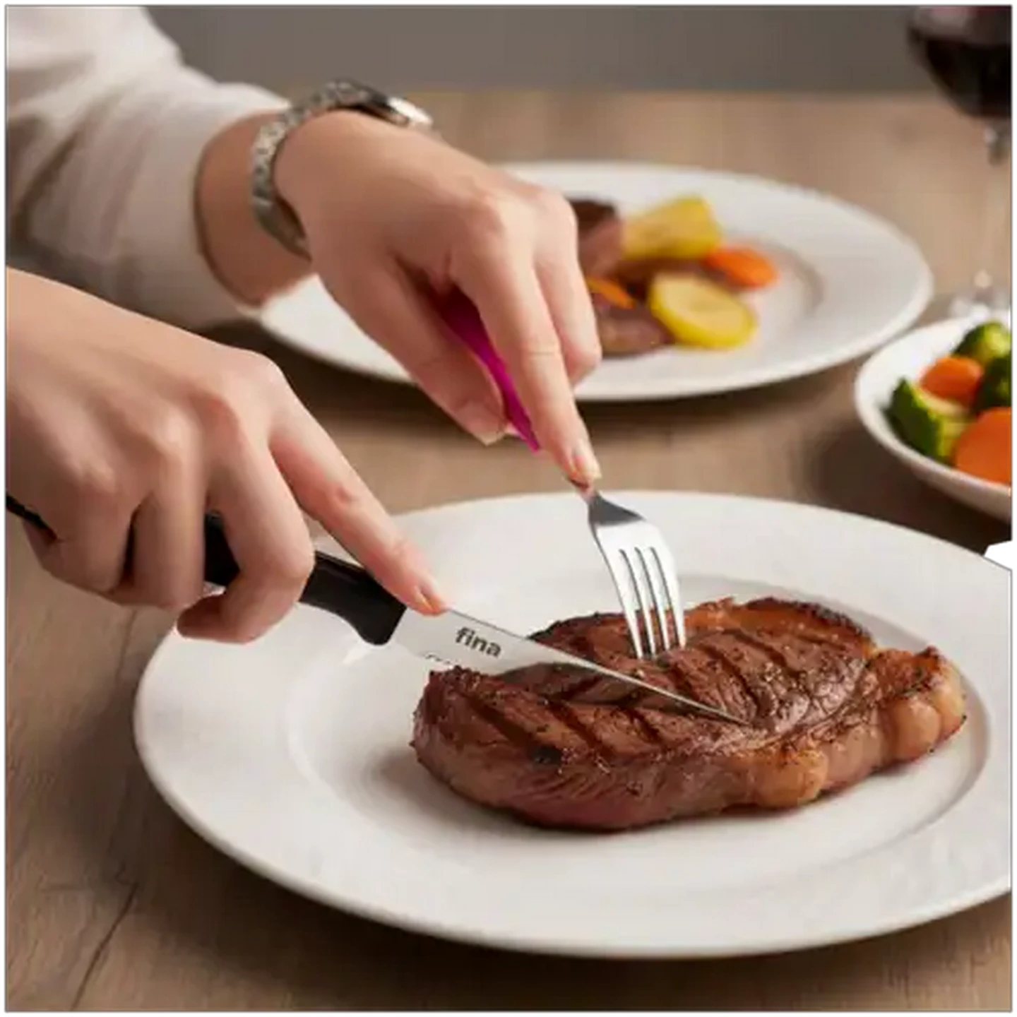 Image of Fina Stainless Steel Steak Knives 2-Pack (Colour May Vary)