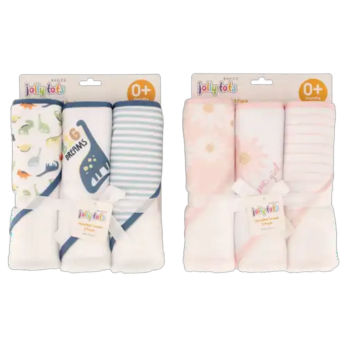 Image of Jolly Tots Microfibre Hooded Towel 3-Pack 0+ Months (Design May Vary)