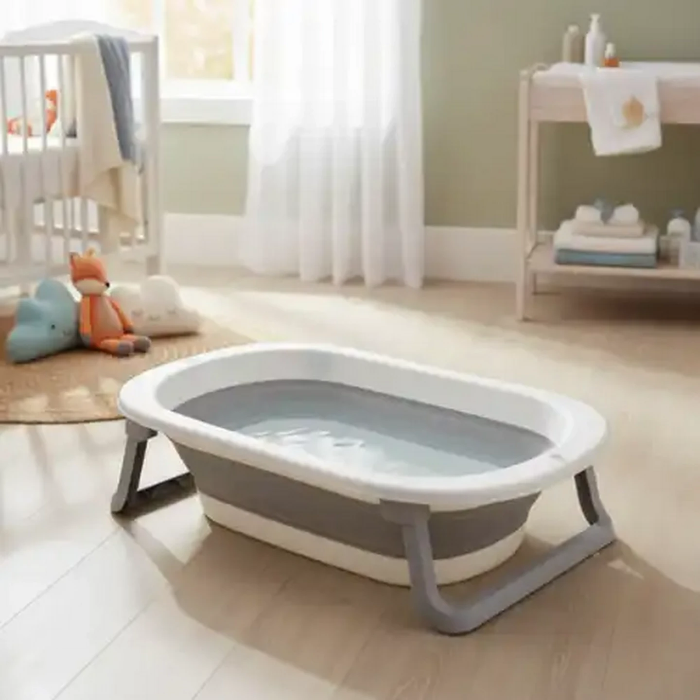 Image of Jolly Tots Basics White & Grey Pop Up Baby Bath