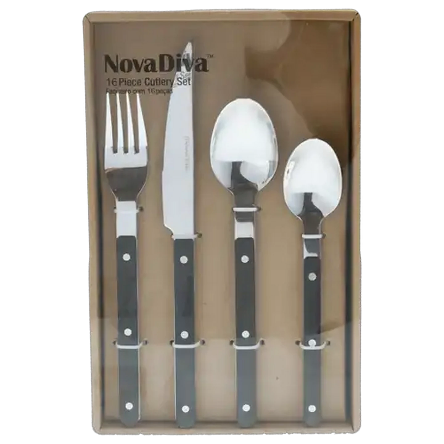 Image of Nova Diva Stainless Steel Taupe Cutlery Set 16 Piece