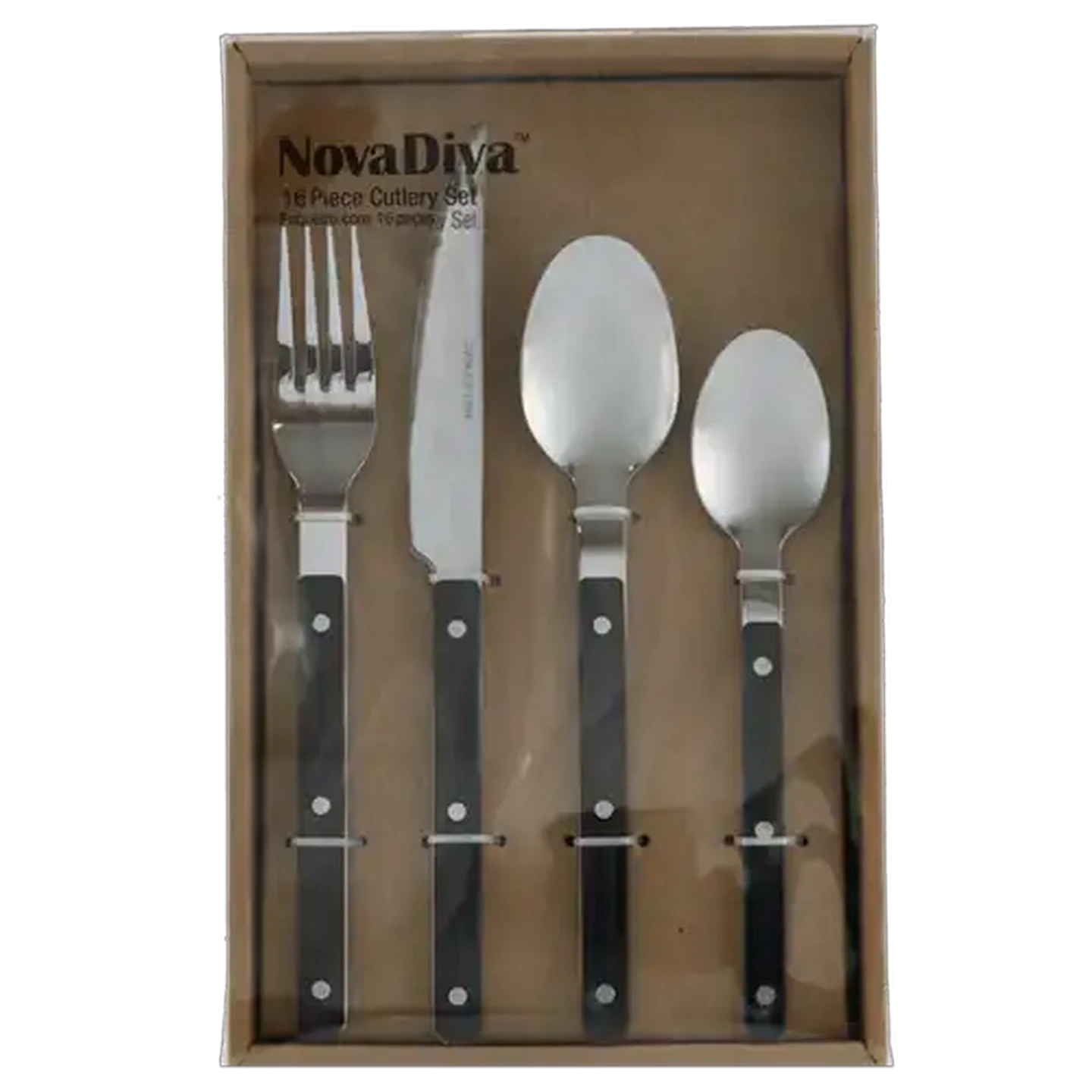 Image of Nova Diva Stainless Steel Taupe Cutlery Set 16 Piece